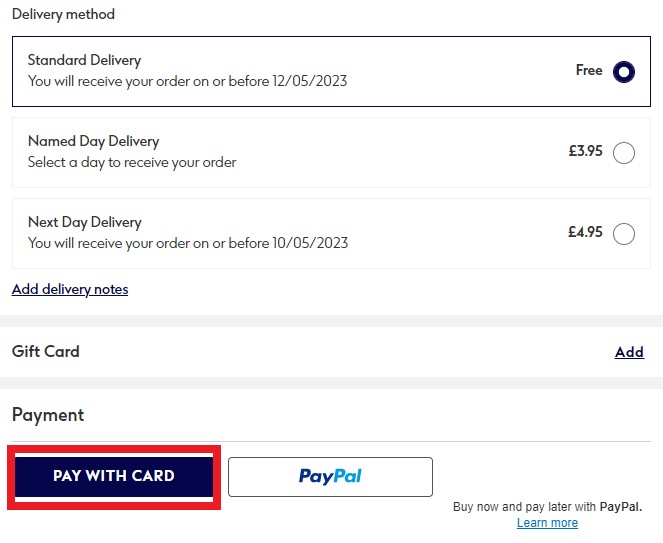 Boots UK Shopping Tutorial 8: choose delivery method