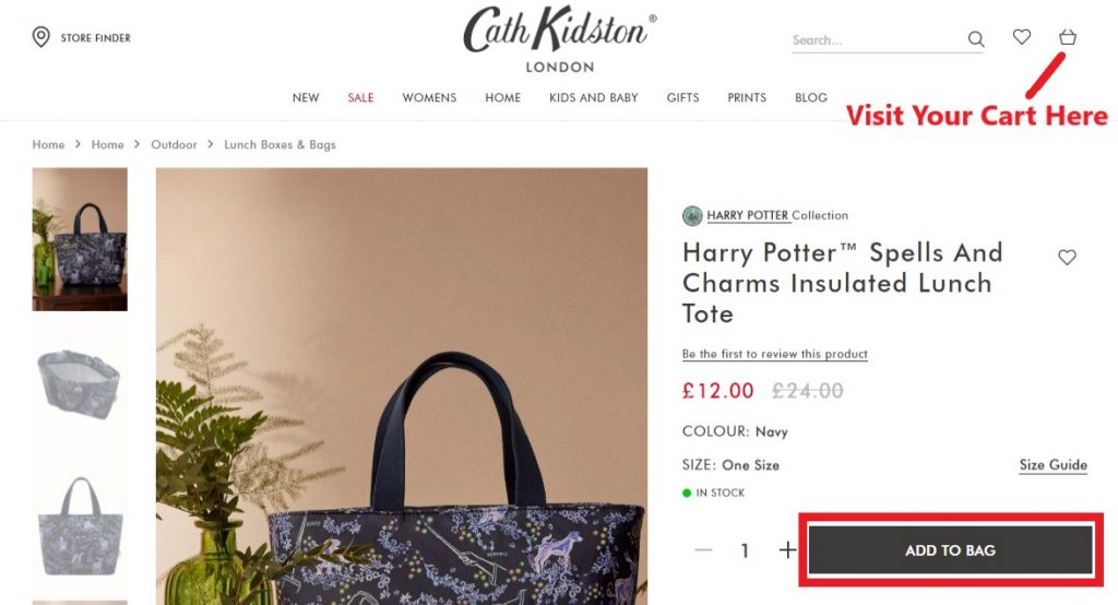 Cath Kidston UK Shopping Tutorial 4: add items into cart