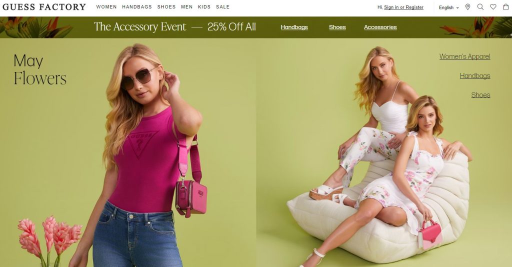 Guess Factory CA Shopping Tutorial 3: visit website and browse