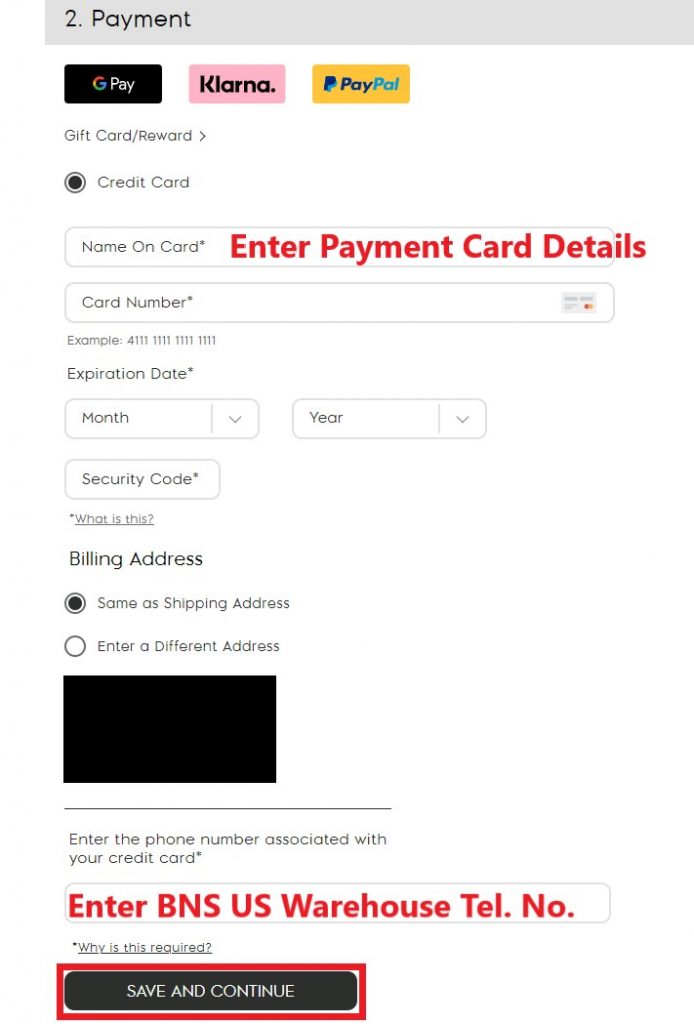 Kipling US Shopping Tutorial 8: choose your payment method