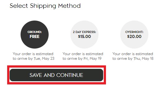 Kipling US Shopping Tutorial 7: select shipping method 