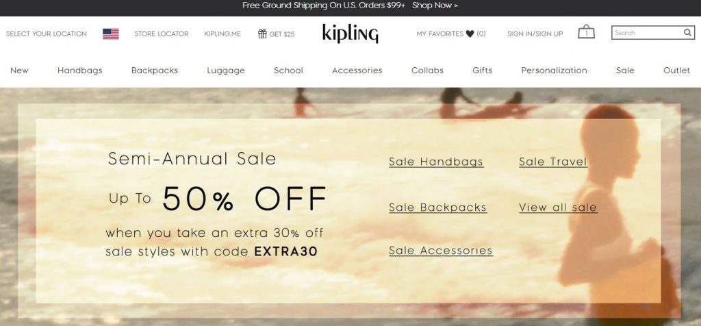 Kipling US Shopping Tutorial 3: visit website