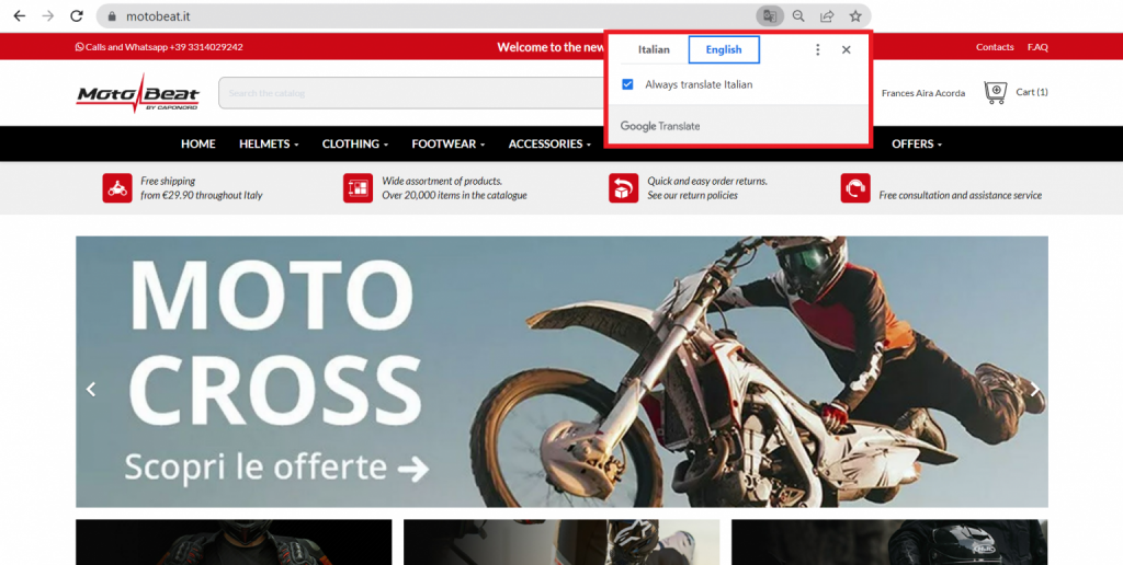 Guide to Navigate Motobeat Italy's Online Site-Use Google Translate