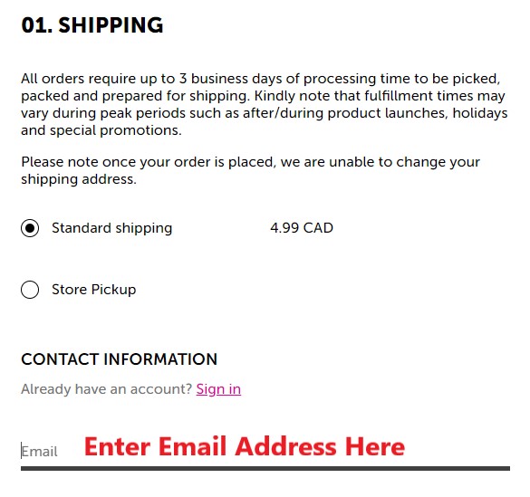 The Ordinary CA Shopping Tutorial 6: shipping options
