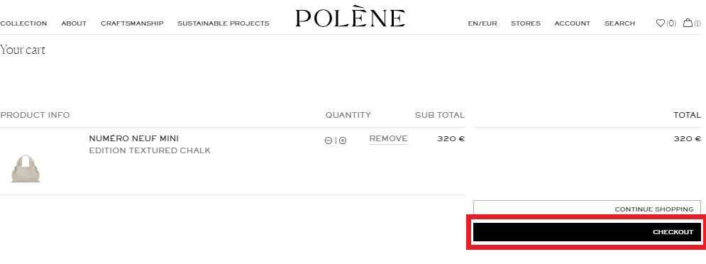 Polène Paris Shopping Tutorial 5: checkout