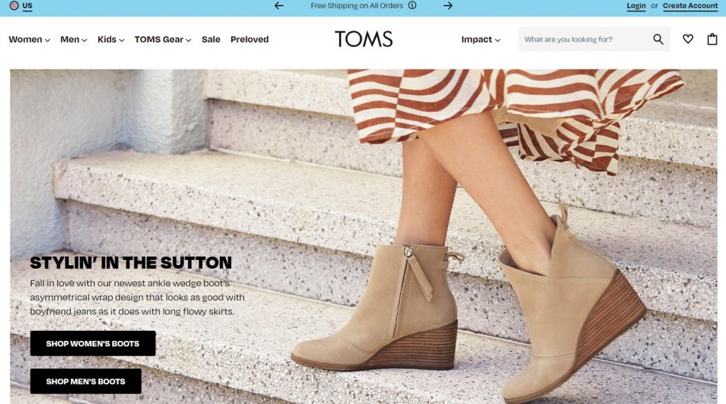 TOMS US Shopping Tutorial 3: visit website
