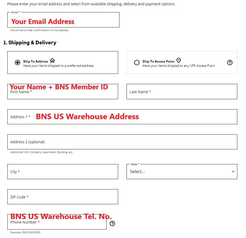 Columbia US Shopping Tutorial 5: add BNS US warehouse address 