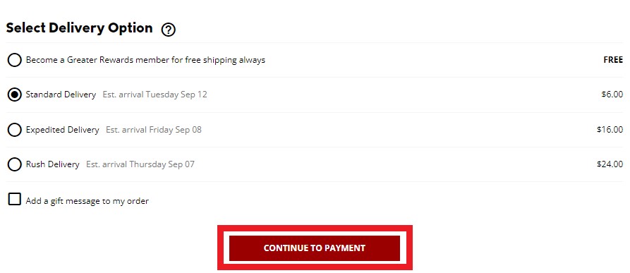Columbia US Shopping Tutorial 6: select delivery option