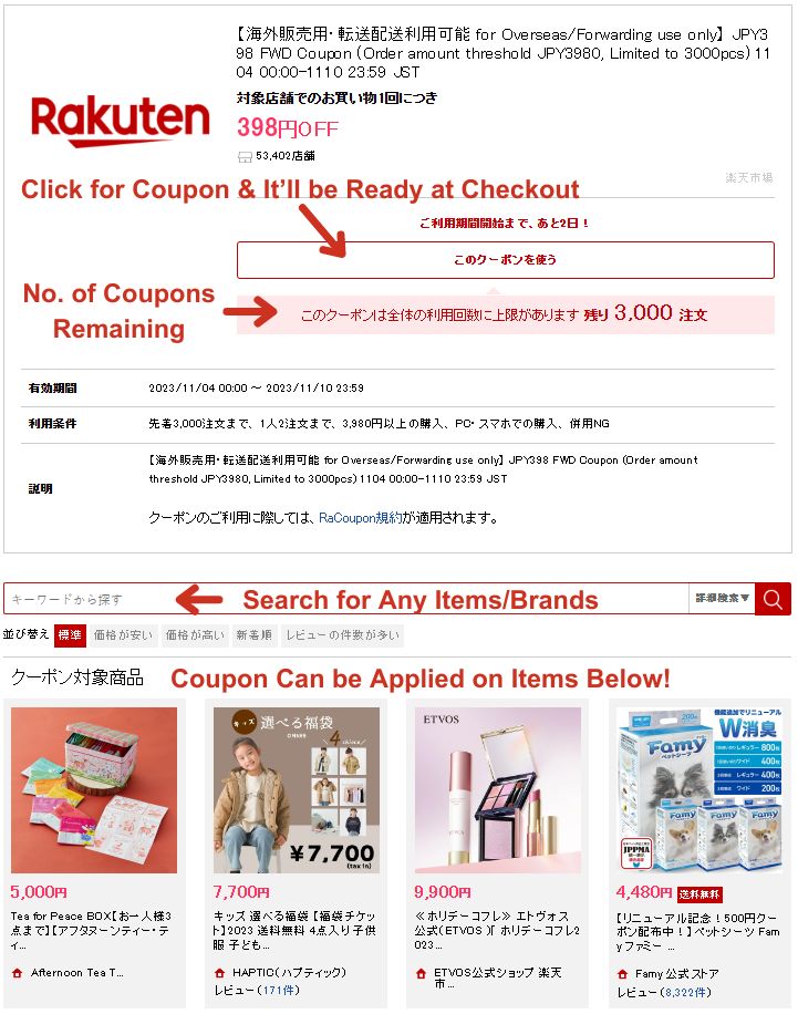 Rakuten X Buyandship Exclusive Coupon November 2023