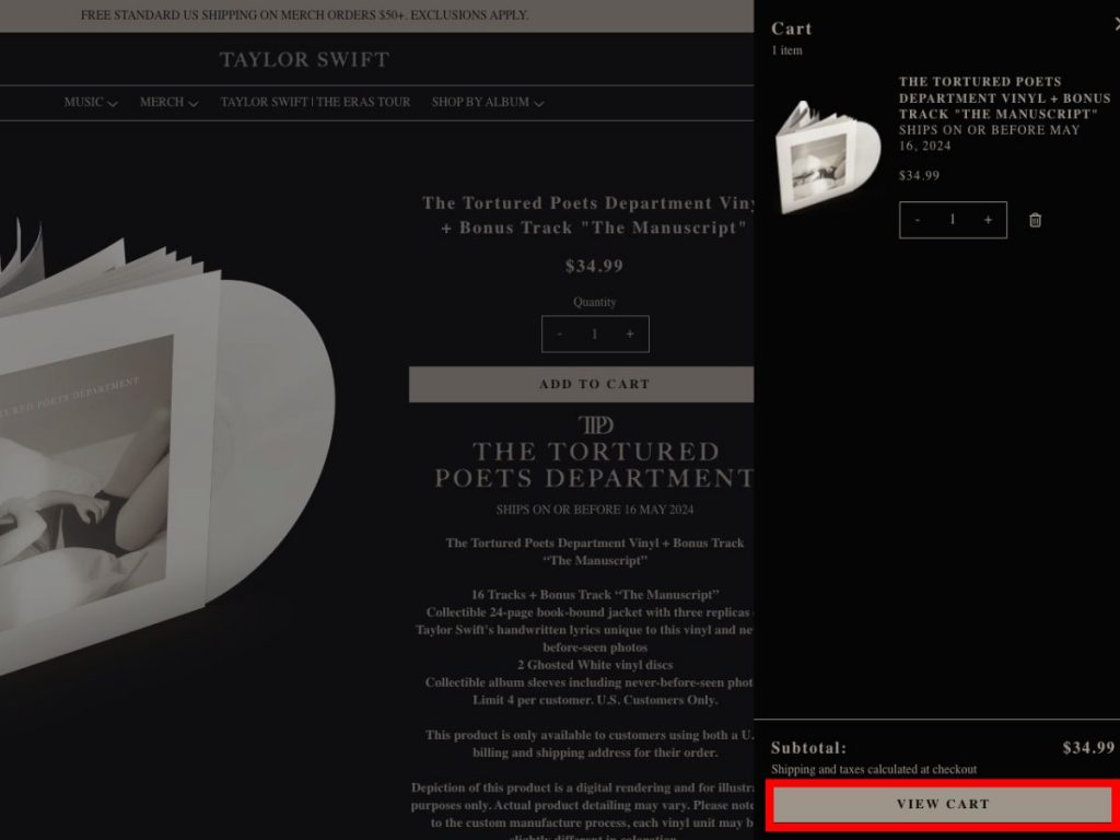 Shop Taylor Swift Official Merch and Ship to Malaysia